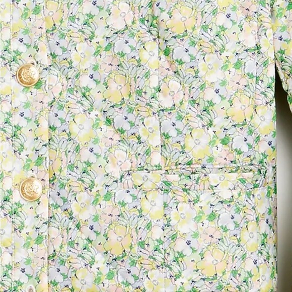J Crew Limited Edition Quilted Preppy Floral Cottagecore Collarless Crop Jacket - Picture 5 of 9